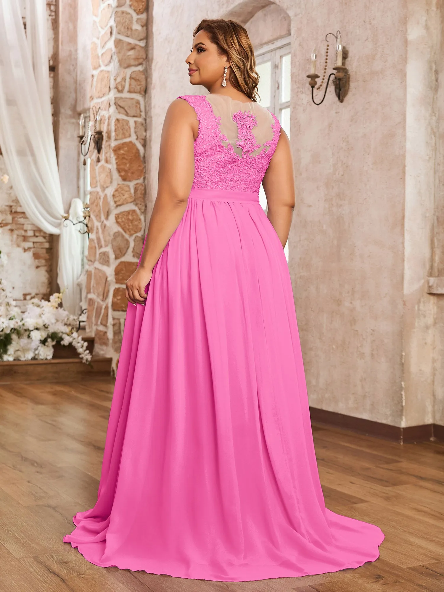 Appliqued and Beaded Dress with Sweetheart Neck Azalea Plus Size