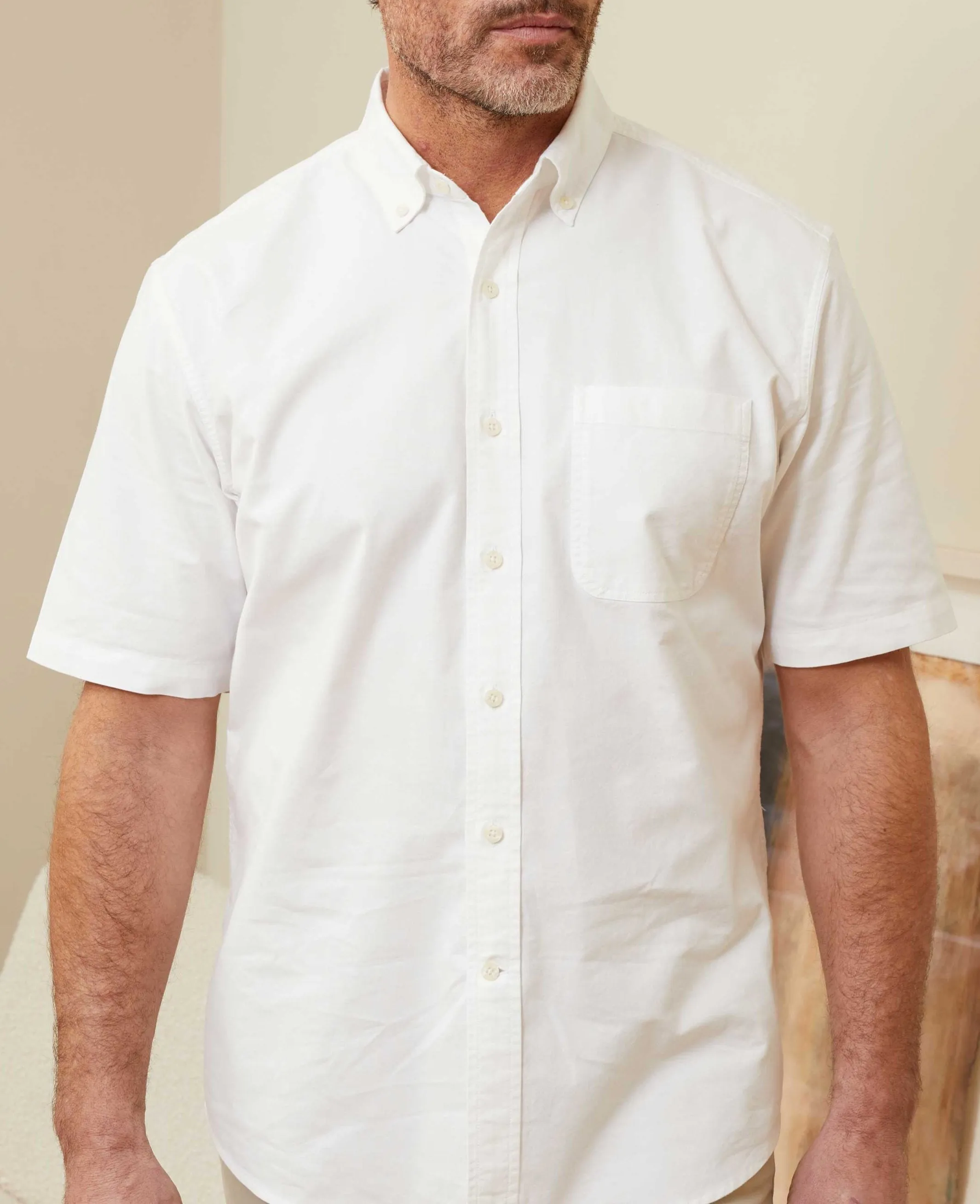 White Classic Fit Short Sleeve Oxford Shirt